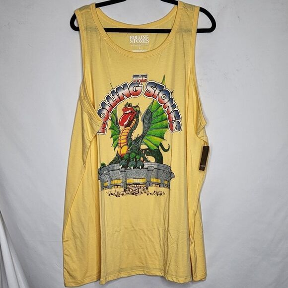 6X 30W Torrid Yellow The Rolling Stones Crew Neck Tank Dragon Lips Band Classic - Picture 4 of 7